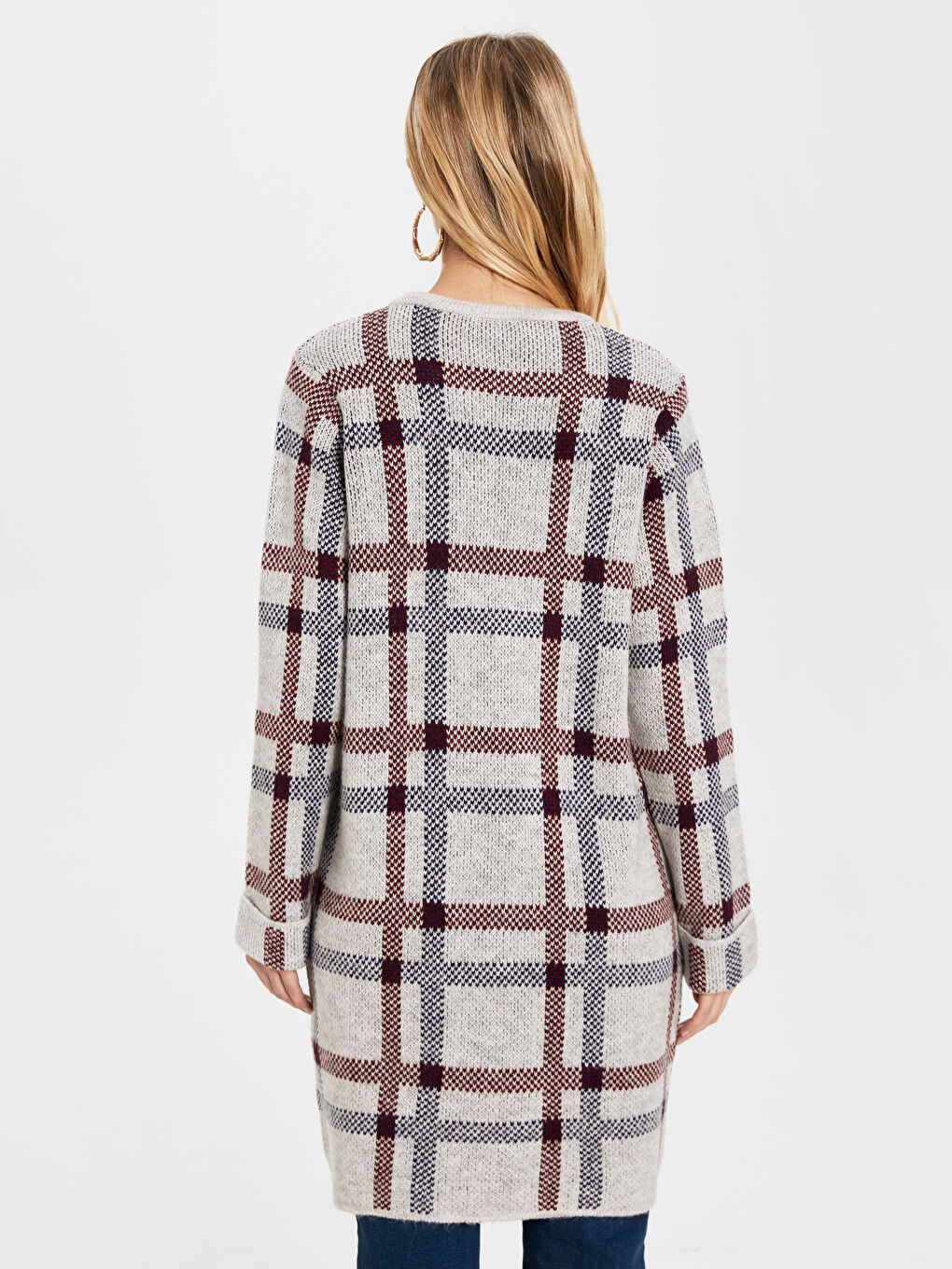 Gri Bisiklet Yaka Uzun Kollu Kadın Hırka-3