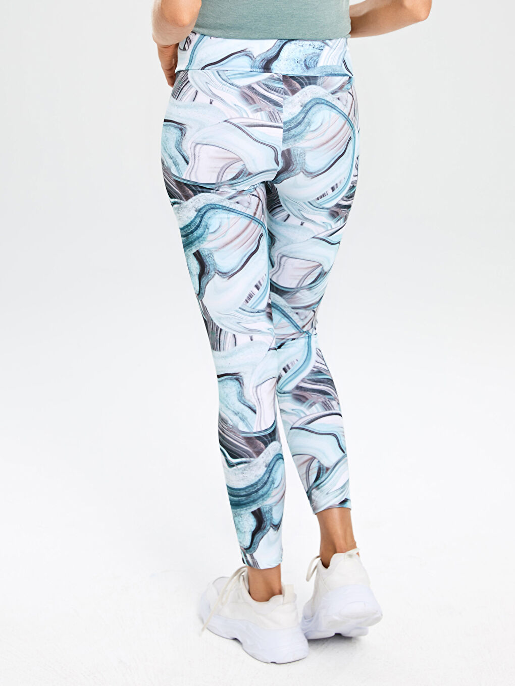 Yeşil Baskılı Spor Tayt-3