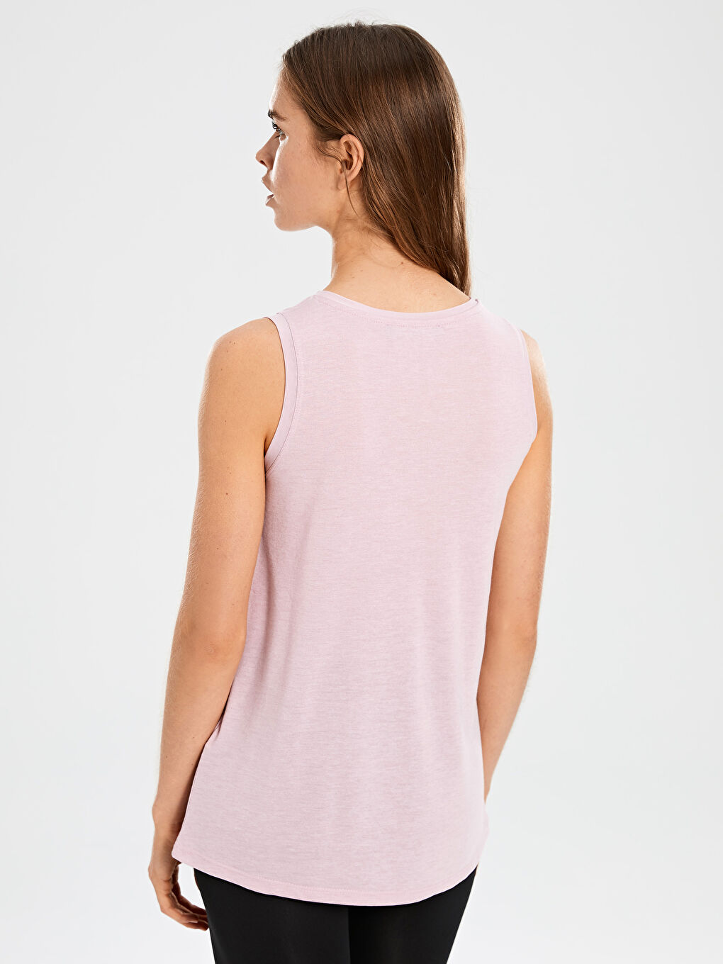 Pembe Kadın Bisiklet Yaka Düz Spor Atlet-3