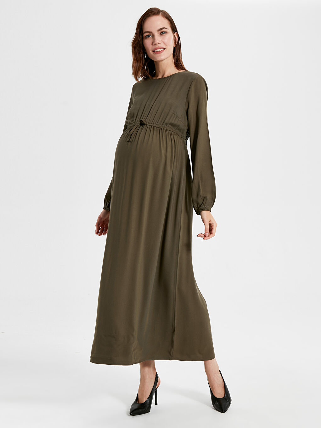 Robe à Manches Longues pour Femmes avec Col Rond-1