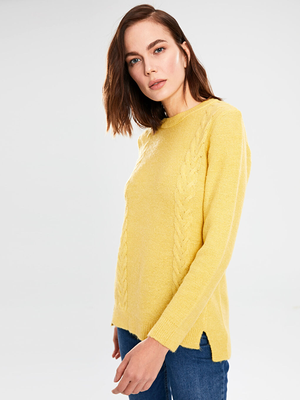 Дөңгелек жағалы әйелдер өрнекті трикотаж жемпір-2