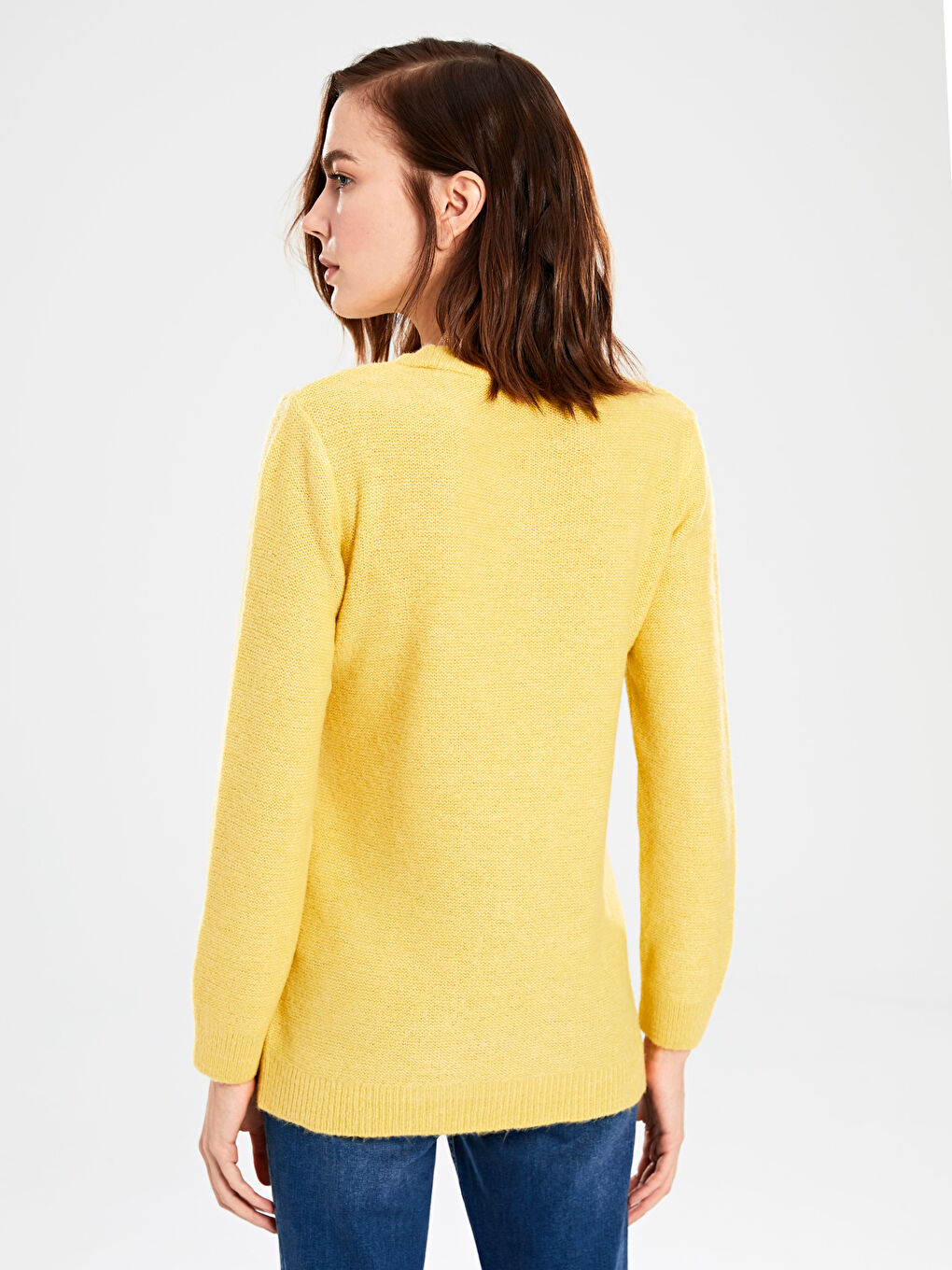 Дөңгелек жағалы әйелдер өрнекті трикотаж жемпір-3