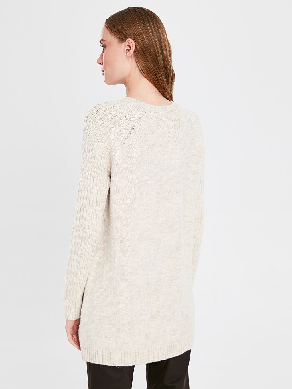 Bej Bisiklet Yaka Kadın Tunik-3