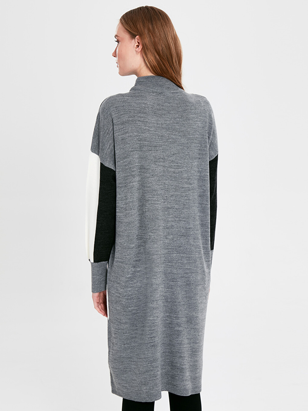 Half Turtleneck Color Block Women Tunic-2