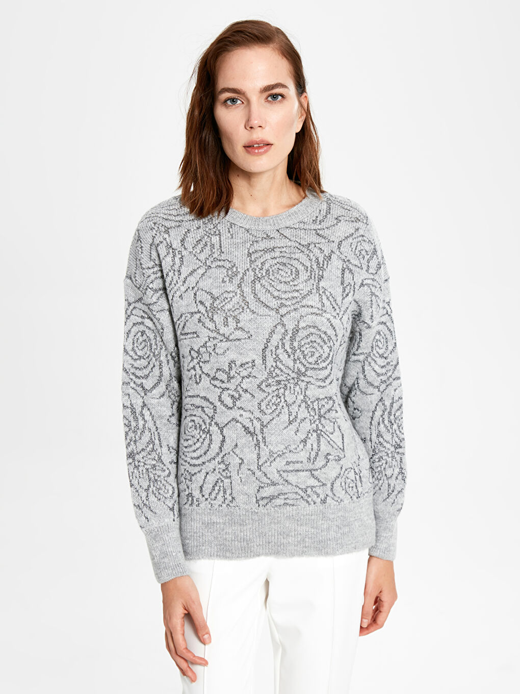 Женщины Серый Свитер-2