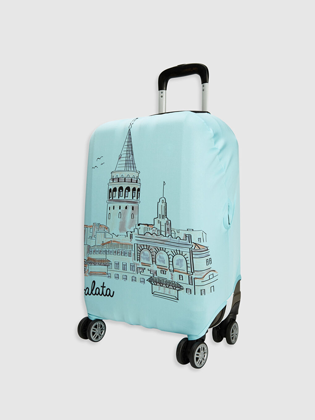 Mavi Galata Baskılı Küçük Boy Valiz Kılıfı-1