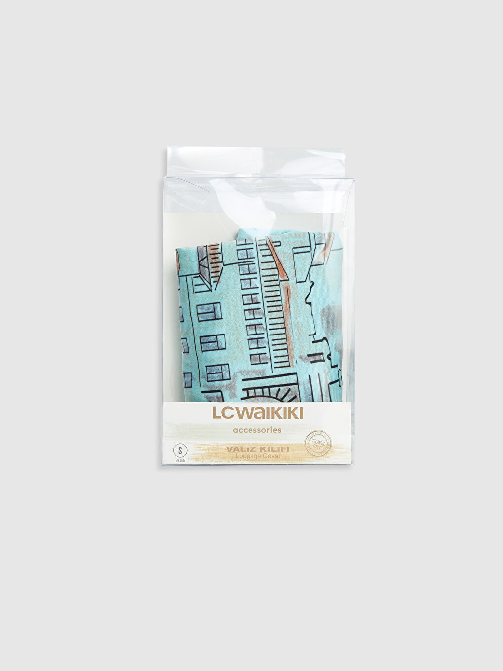 Mavi Galata Baskılı Küçük Boy Valiz Kılıfı-2