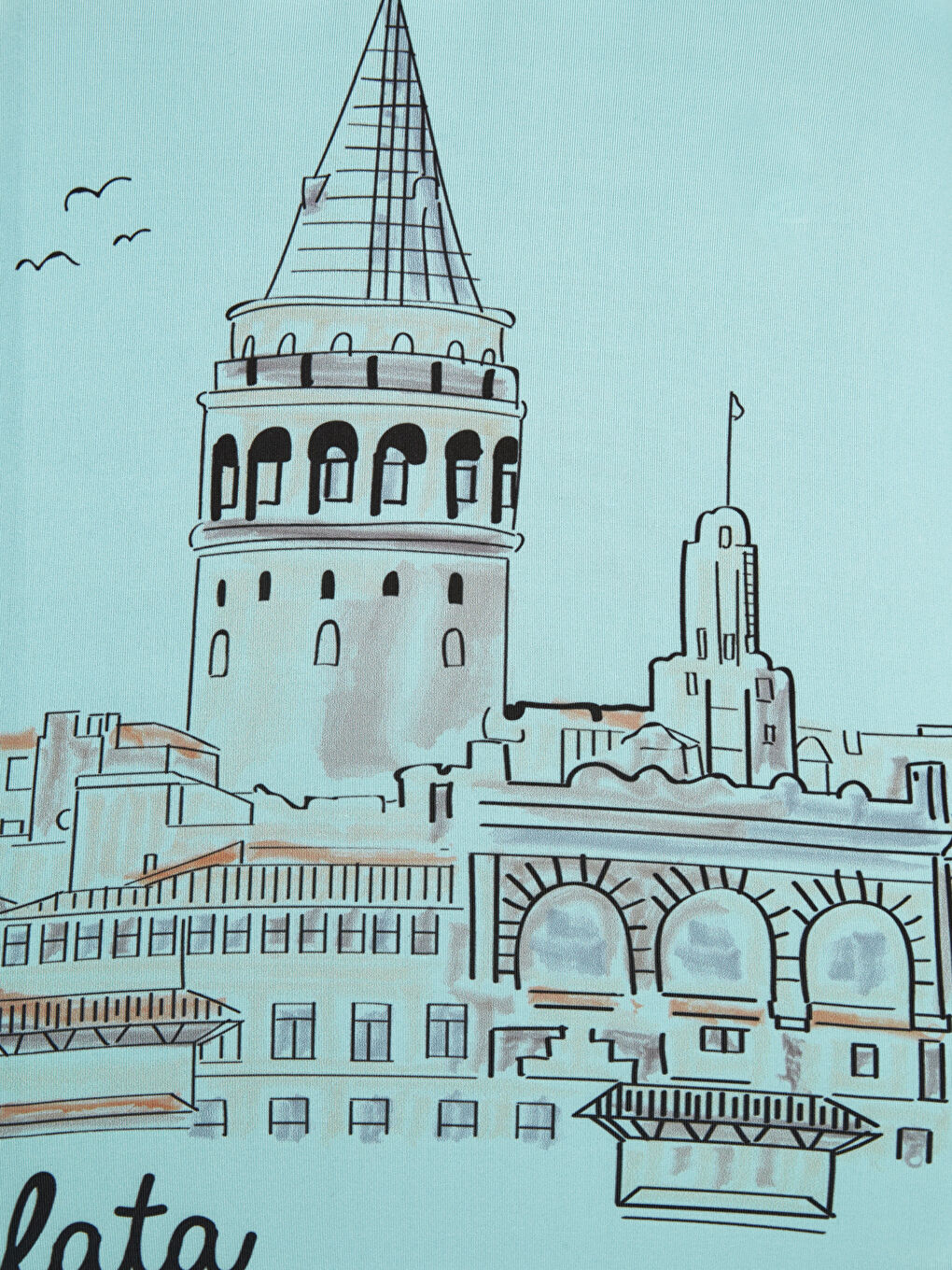 Mavi Galata Baskılı Küçük Boy Valiz Kılıfı-3