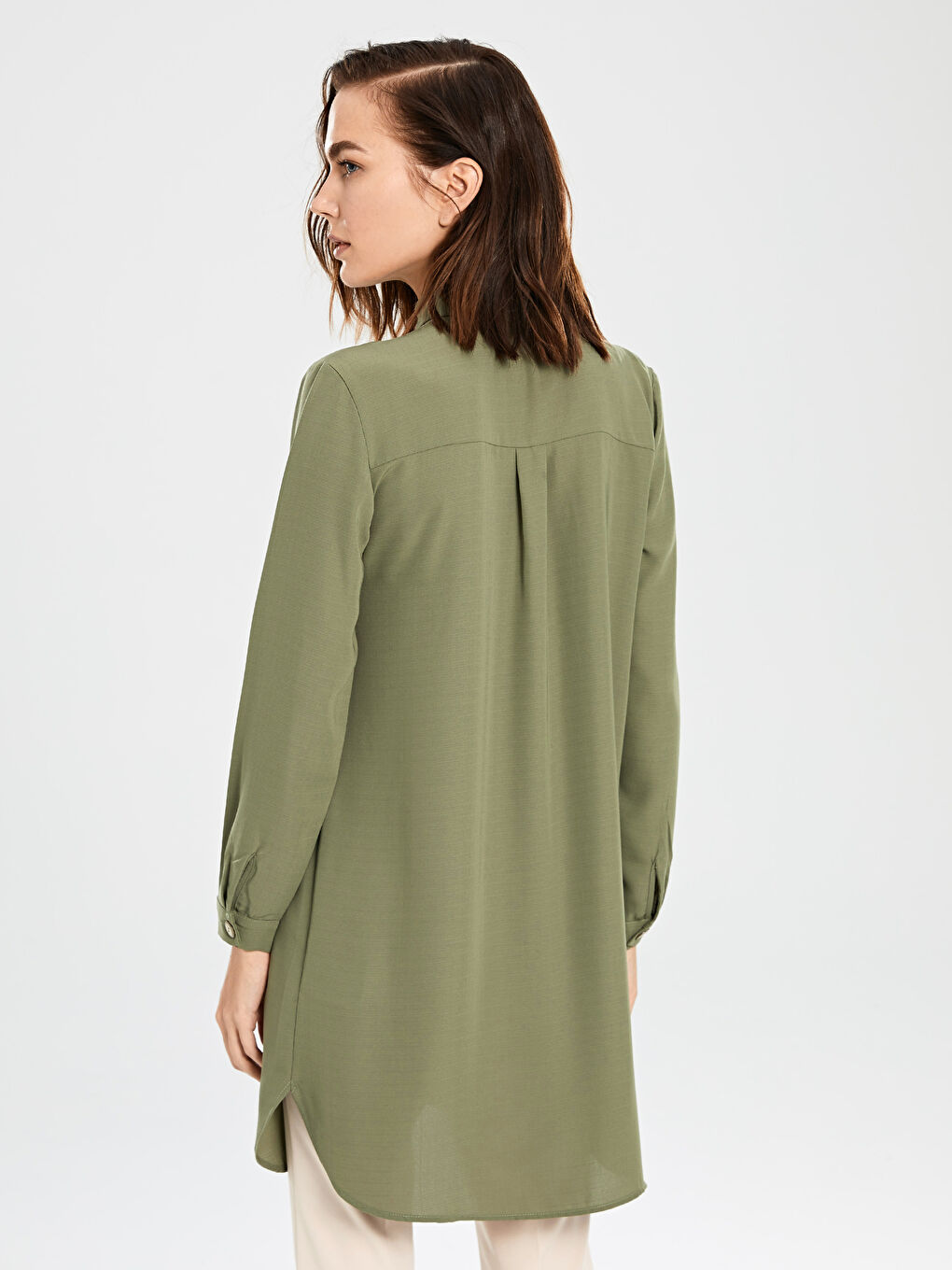 تونیکی کراسی ژنانەی کرێپی قۆڵ درێژی سادە-3