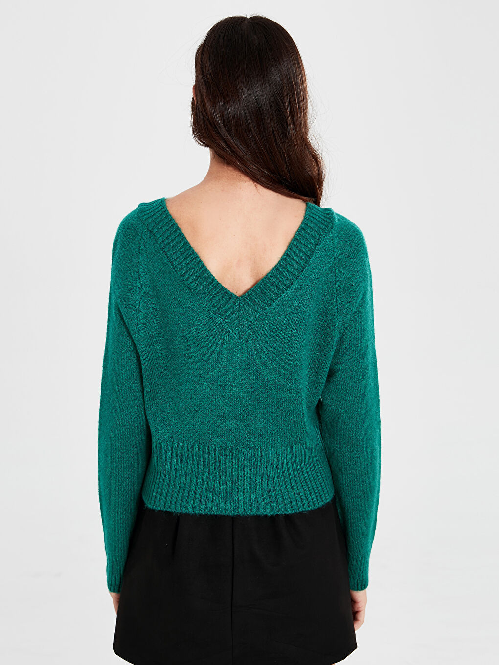 әйелдерге арналған ұзын жеңді v жағалы жемпір-2