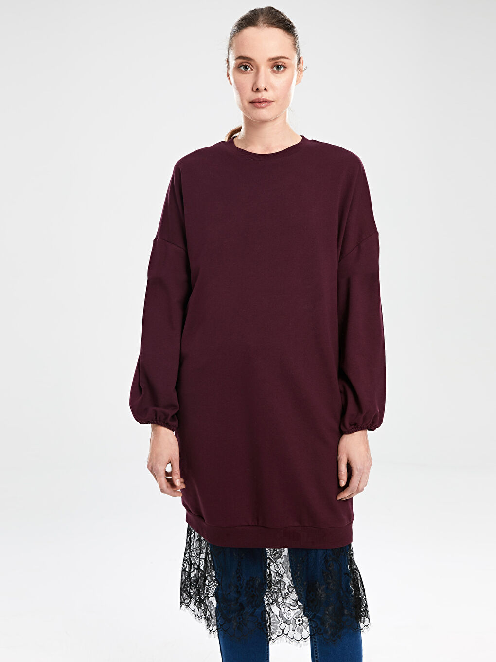 Женщины Бордовый Туника-1
