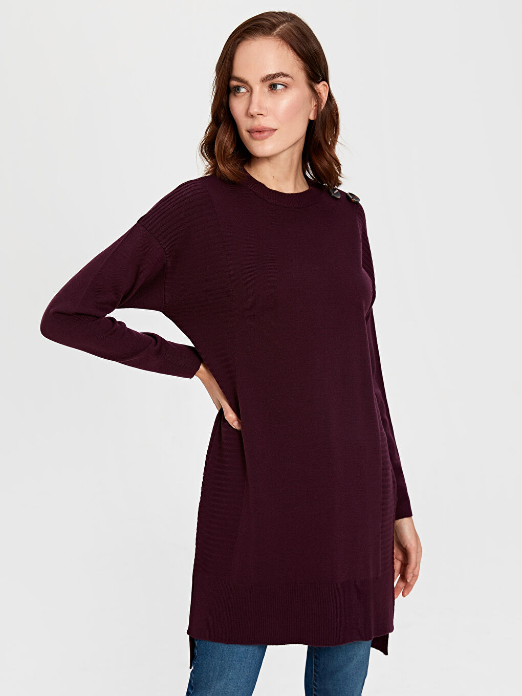 Mürdüm Bisiklet Yaka Kadın Tunik-1