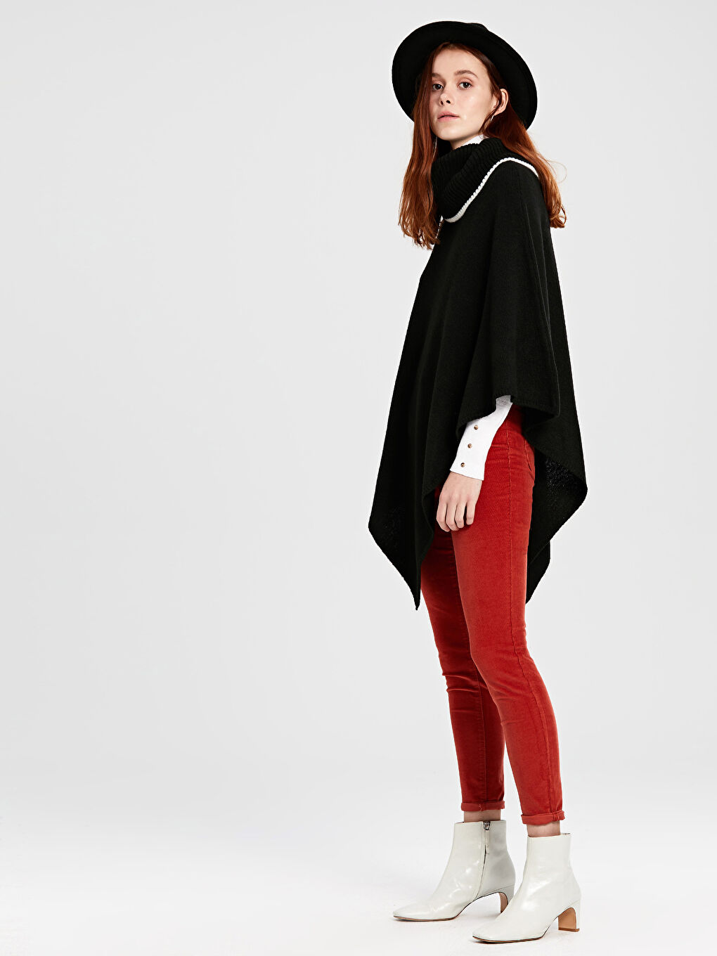 Әйелдер қара Пончо-3