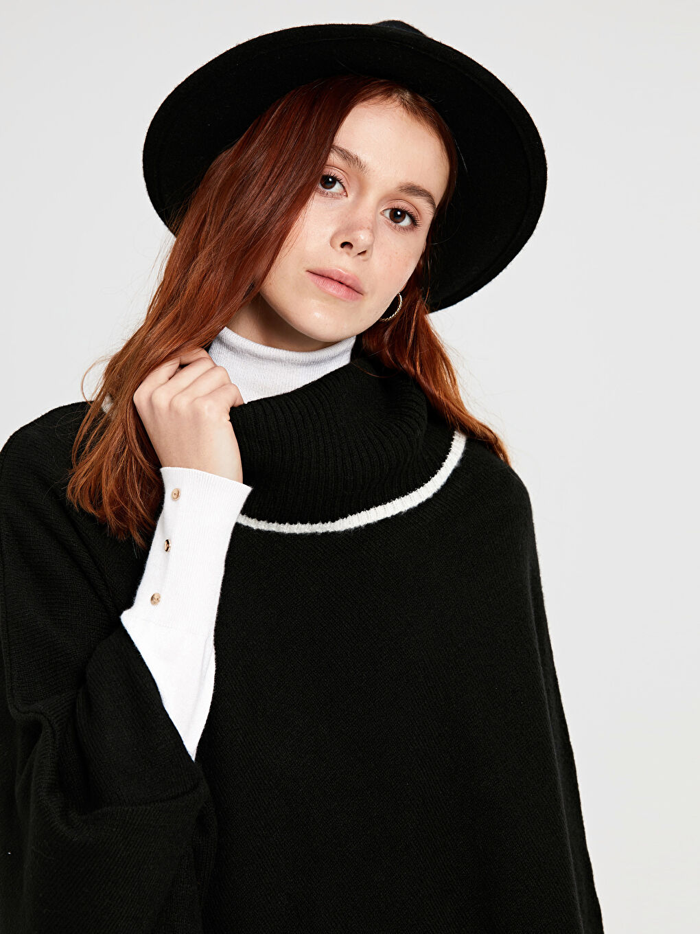 Әйелдер қара Пончо-4