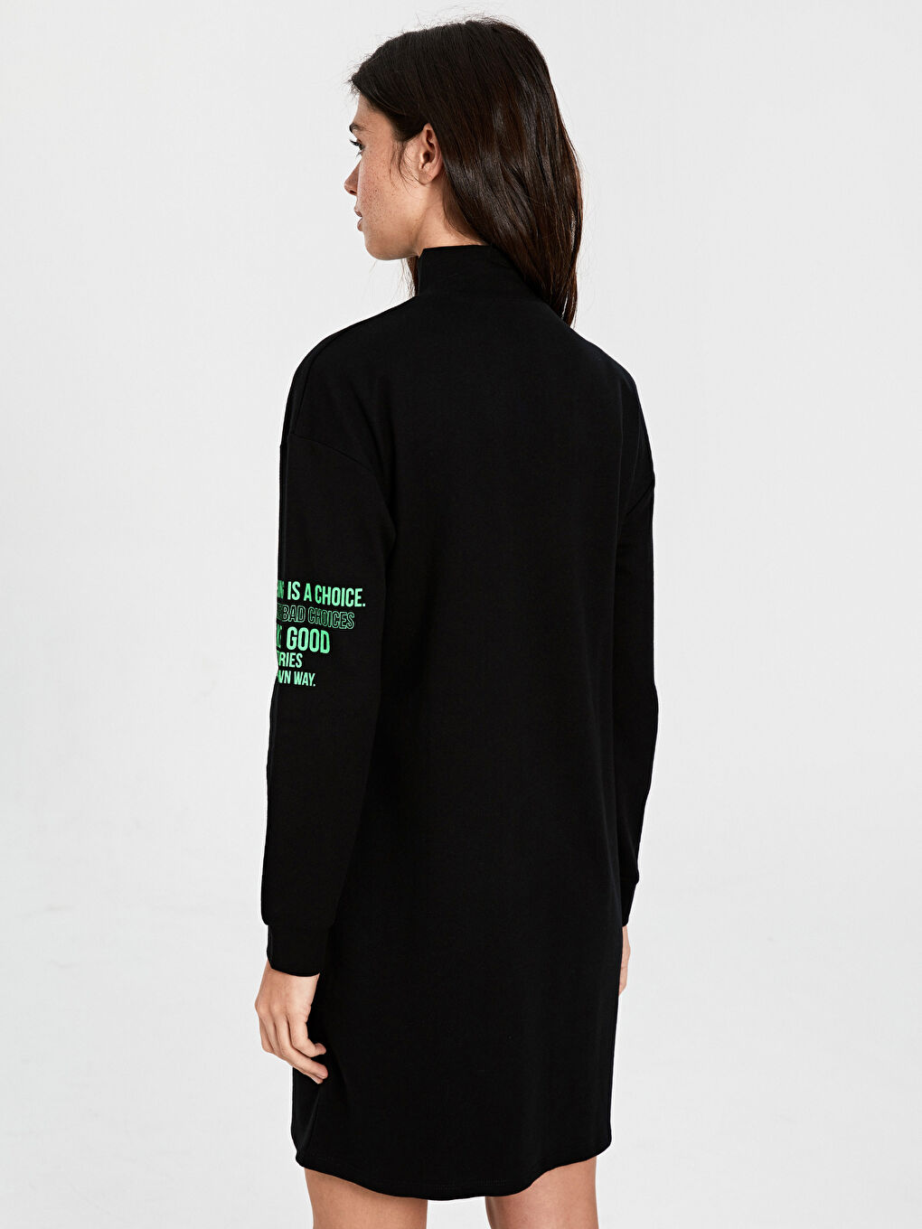 Crew Neck Women's Shirt Dress-3