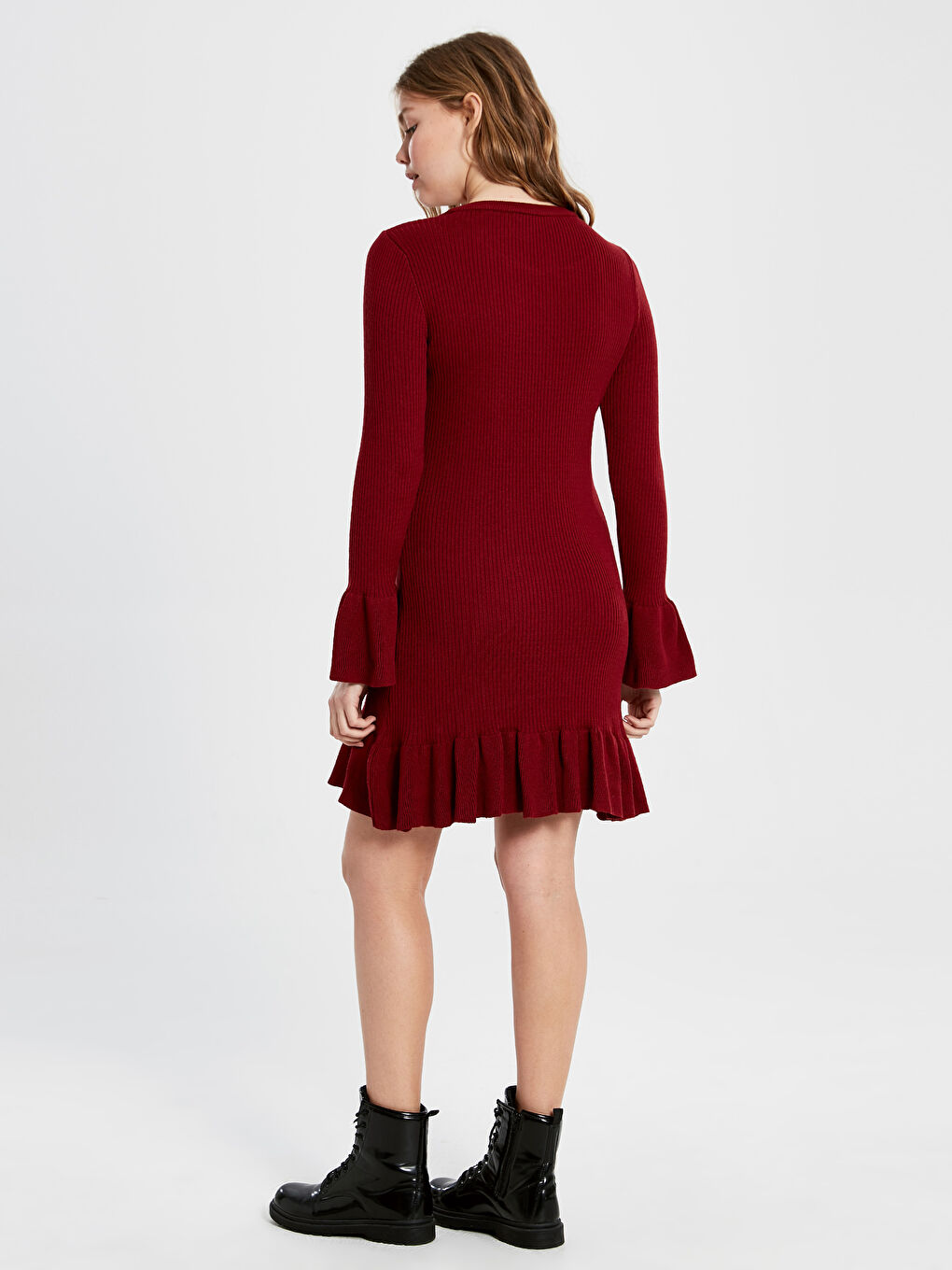 Платье женское с длинным рукавом и с круглым вырезом-2