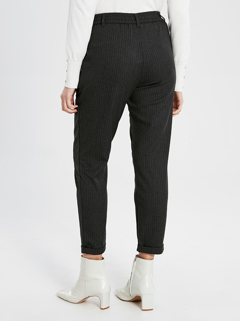 Pantalon Coupe Carotte Rayé Longueur Cheville-2