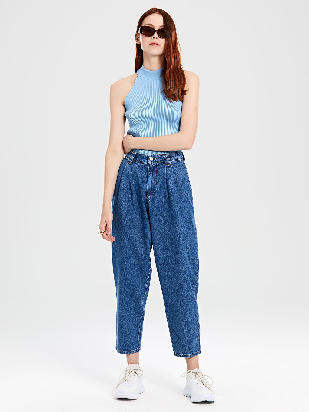 İndigo Rahat Kalıp Kadın Jean Pantolon-1