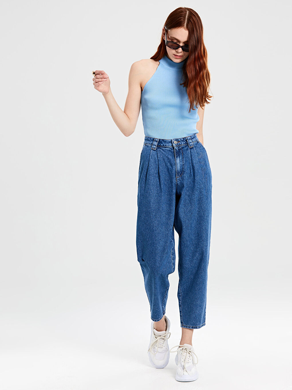 İndigo Rahat Kalıp Kadın Jean Pantolon-2