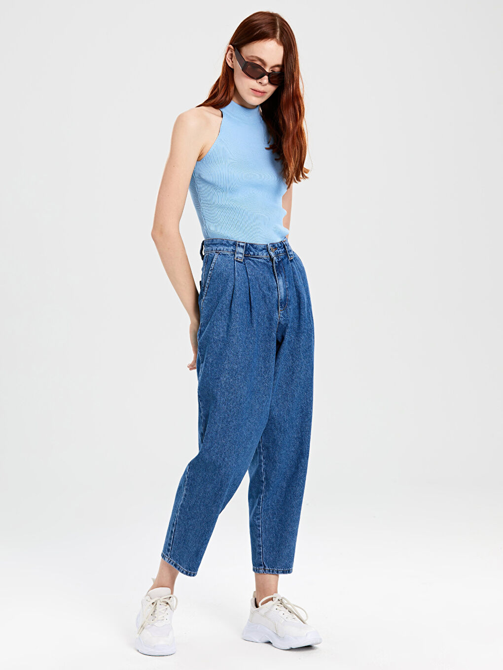 İndigo Rahat Kalıp Kadın Jean Pantolon-3