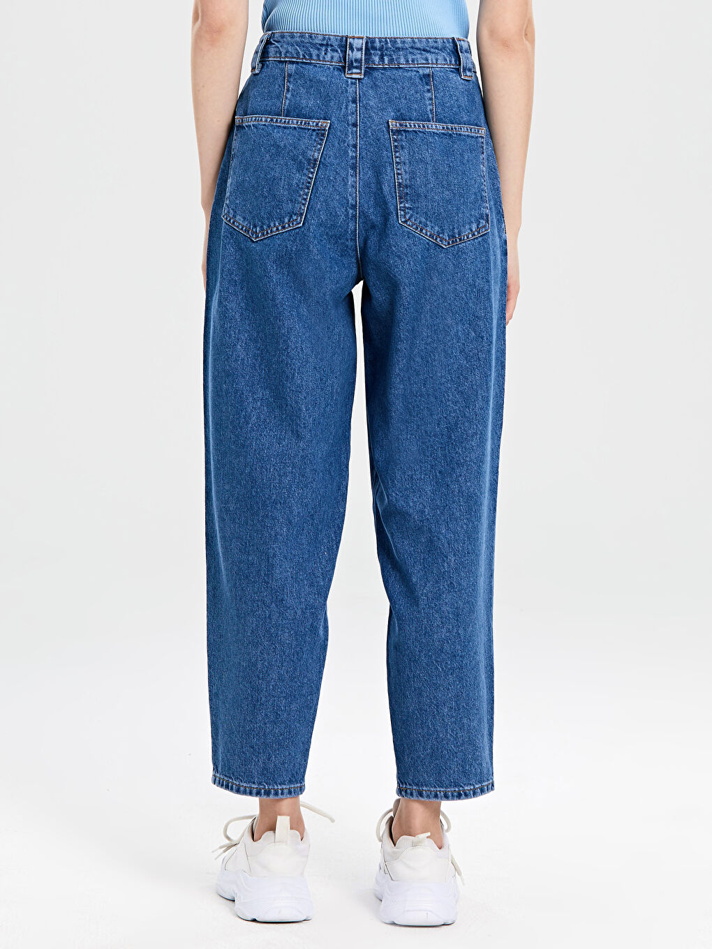 İndigo Rahat Kalıp Kadın Jean Pantolon-4