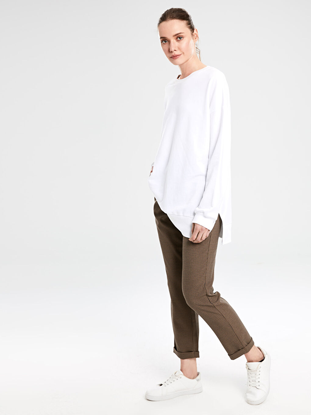 Kahverengi Rahat Kalıp Kadın Pantolon