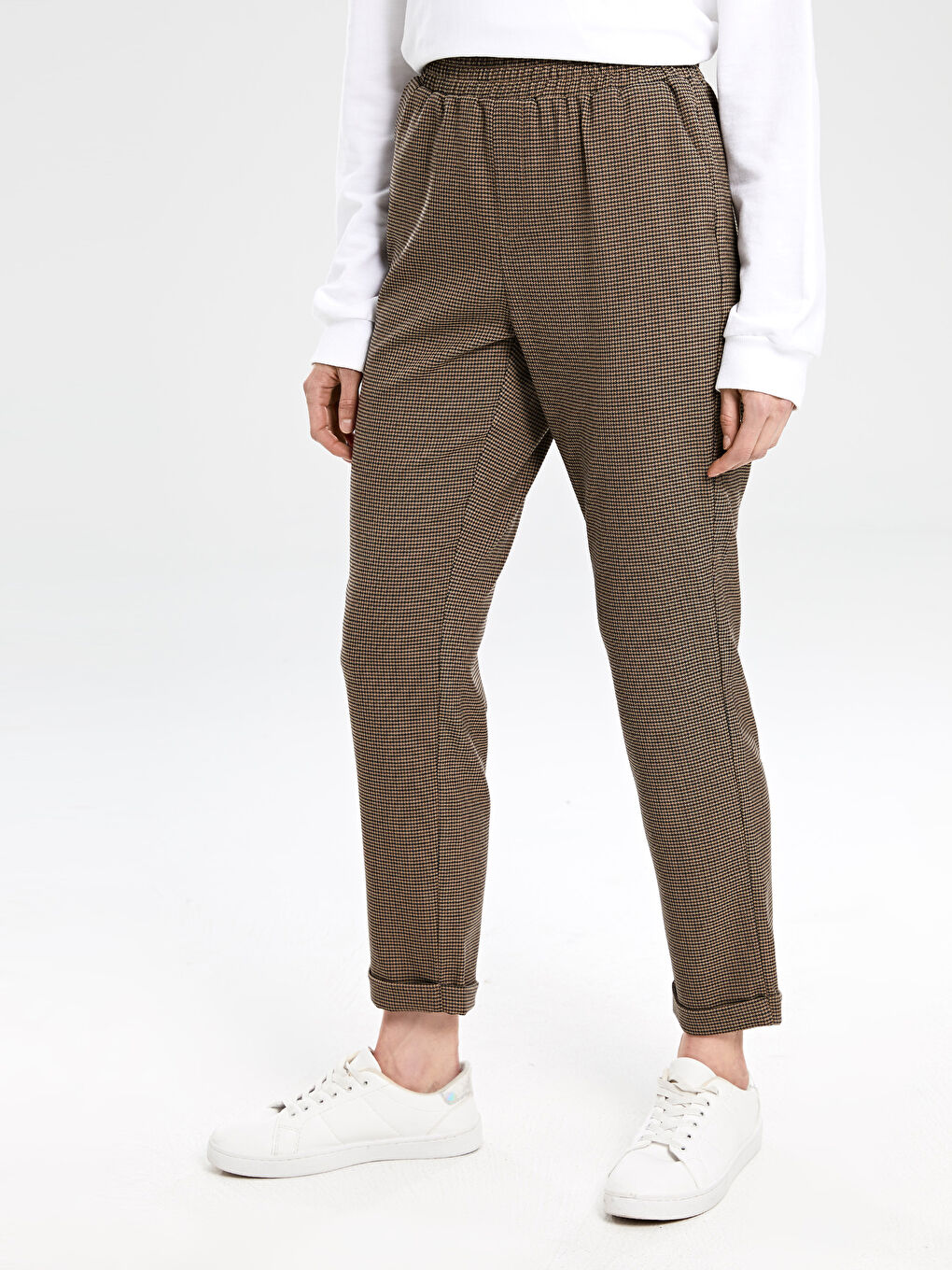 Kahverengi Rahat Kalıp Kadın Pantolon-2