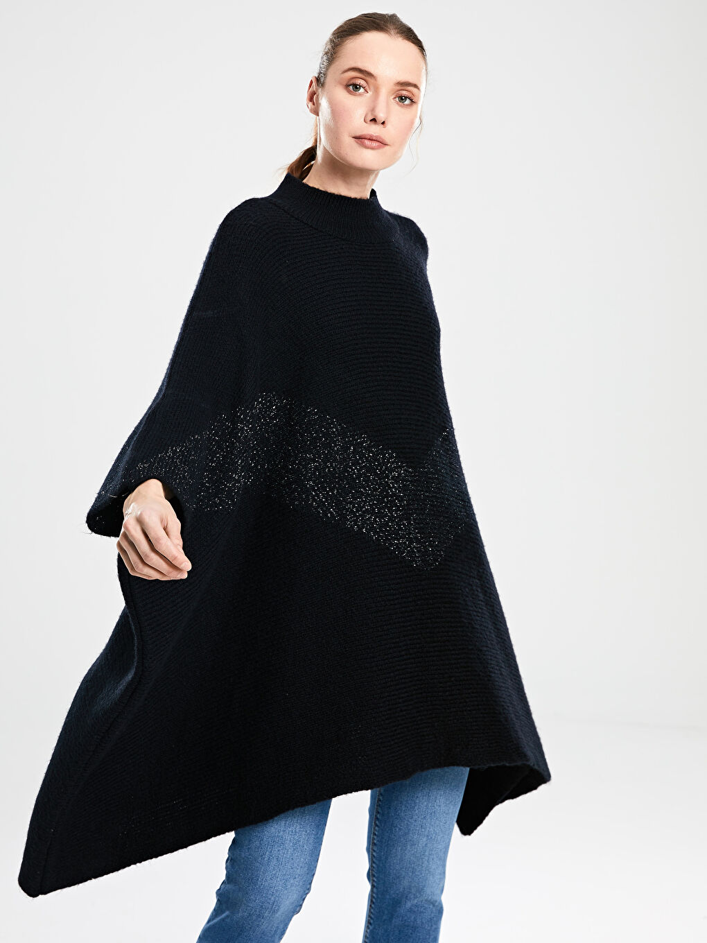 LCW Modest Advanced Radiance Women's Long Sleeve Poncho Sweater -9WT157Z8-CVL