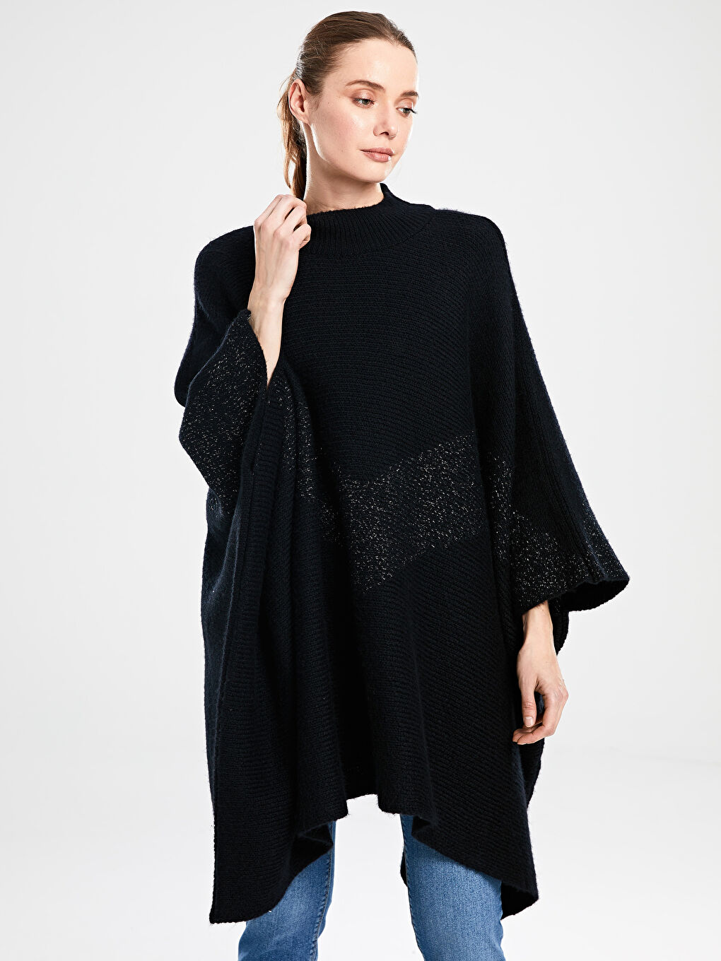 LCW Modest Advanced Radiance Women's Long Sleeve Poncho Sweater -9WT157Z8-CVL
