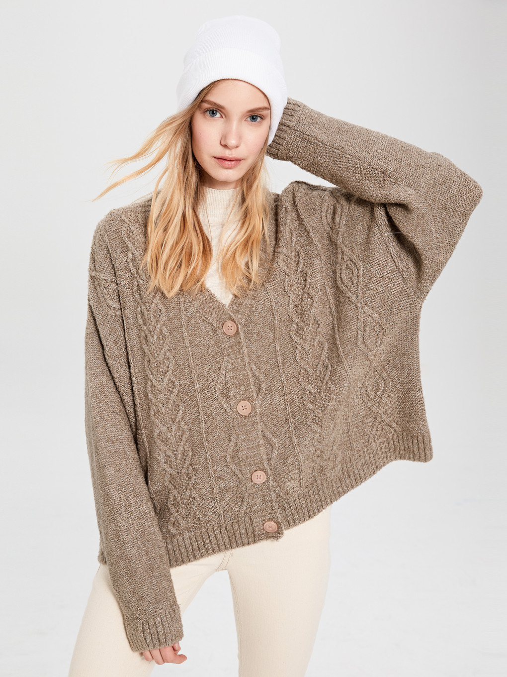 V-neck Long Sleeve Women's Cardigan-1