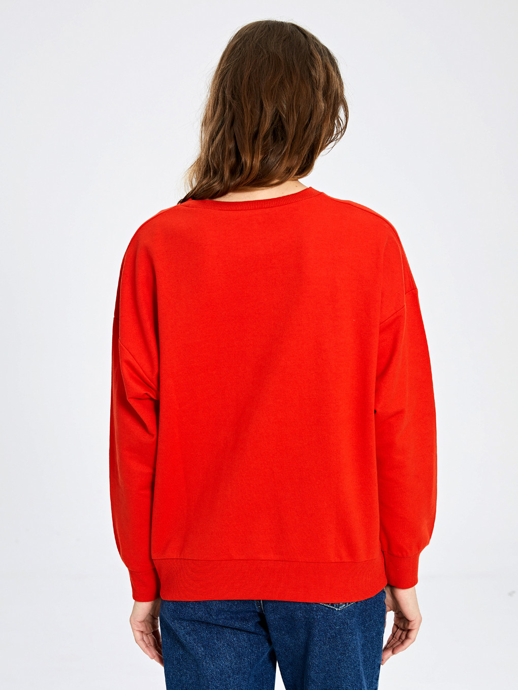 Kırmızı Bisiklet Yaka Mtv Baskılı Uzun Kollu Kadın Sweatshirt-2