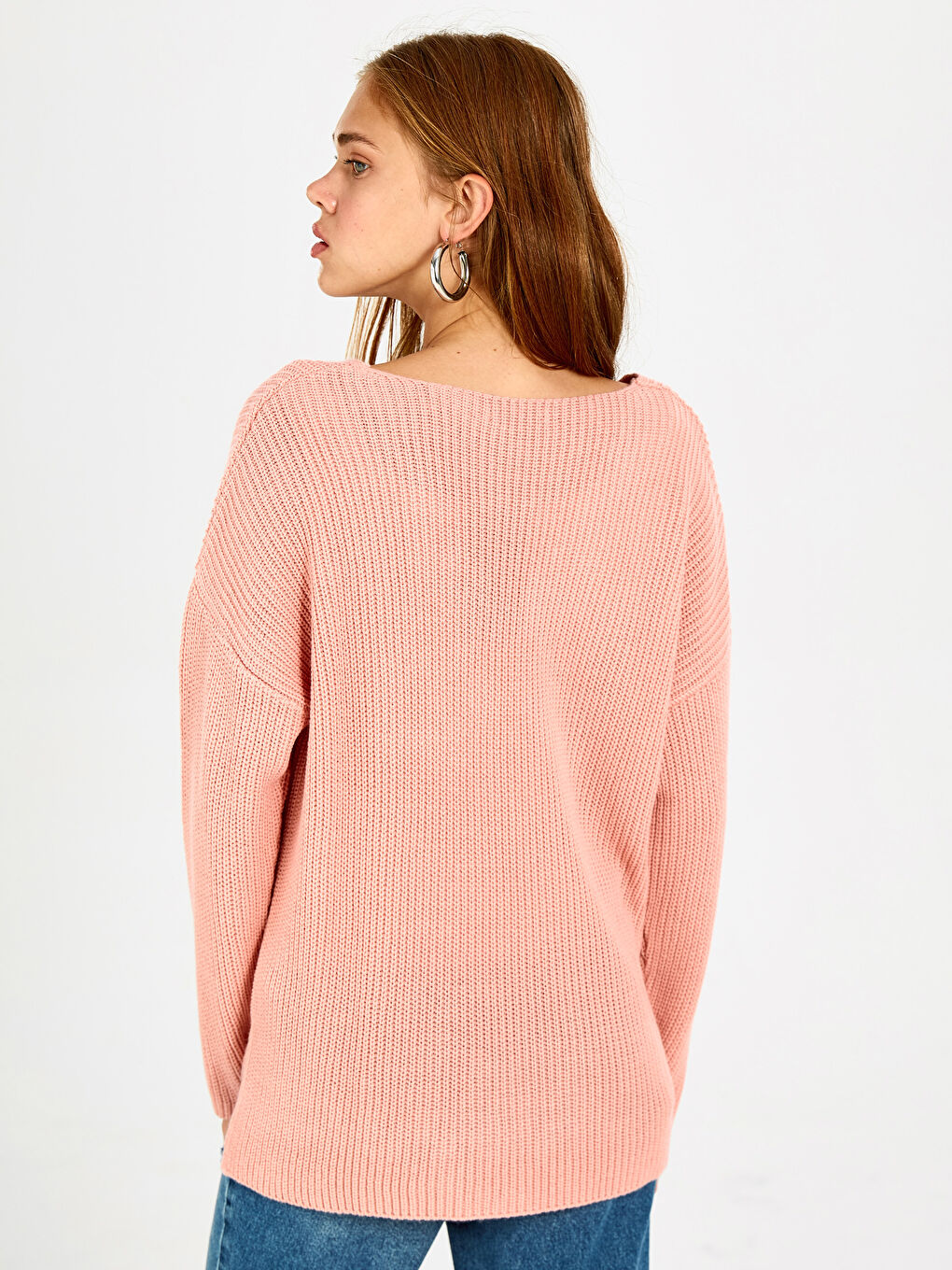 V-Neck Long Sleeve Women's Sweater-3