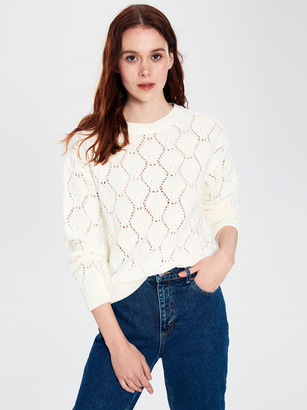Crew Neck Long Sleeve Women's Sweater-1