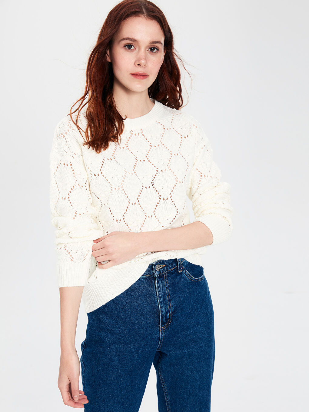 Crew Neck Long Sleeve Women's Sweater-2