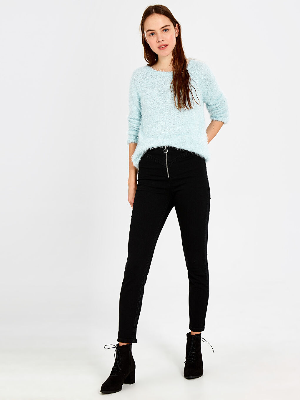 Siyah Jüpiter Süper Skinny Fit Kadın Jean Pantolon