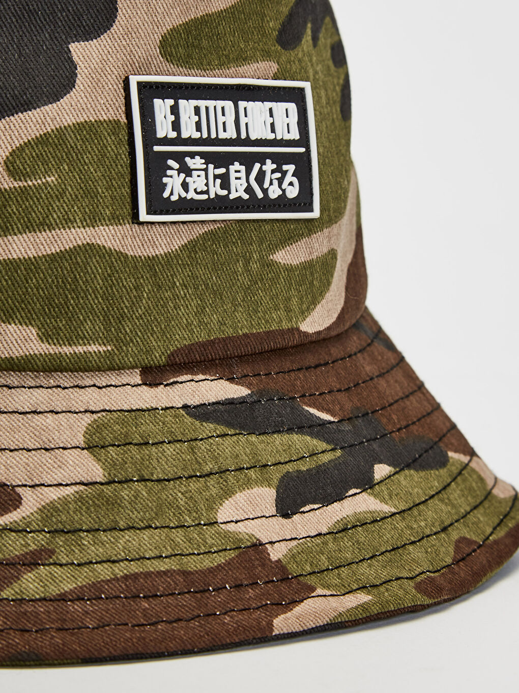 Haki Kamuflaj Baskılı Kadın Bucket Şapka-3