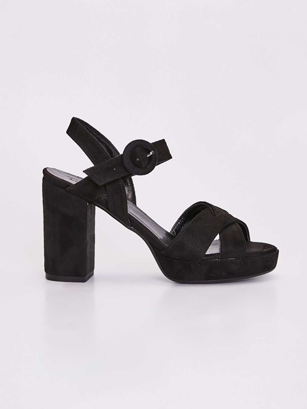 Siyah Kadın Çapraz Bant Süet Sandalet