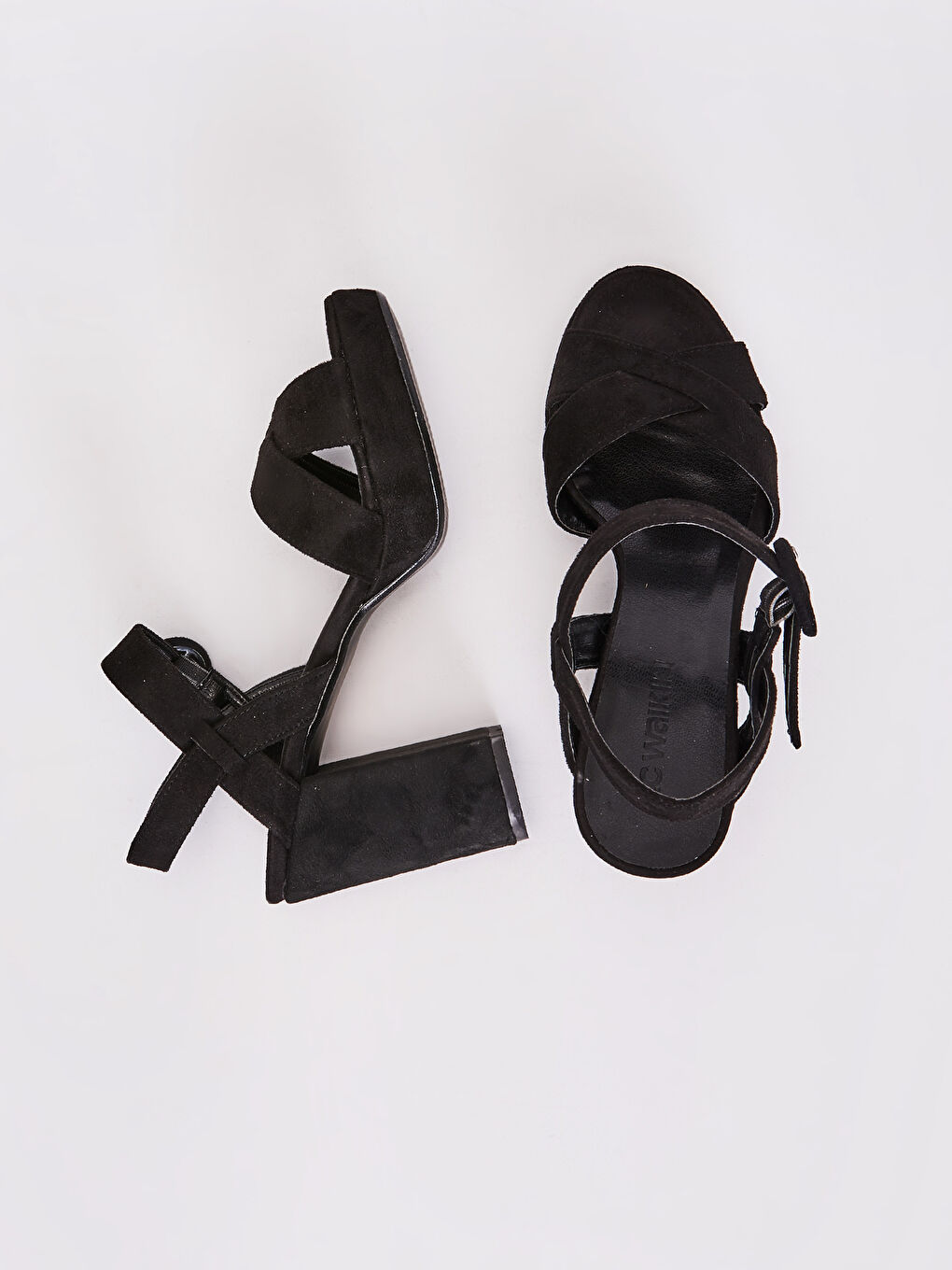 Siyah Kadın Çapraz Bant Süet Sandalet-1
