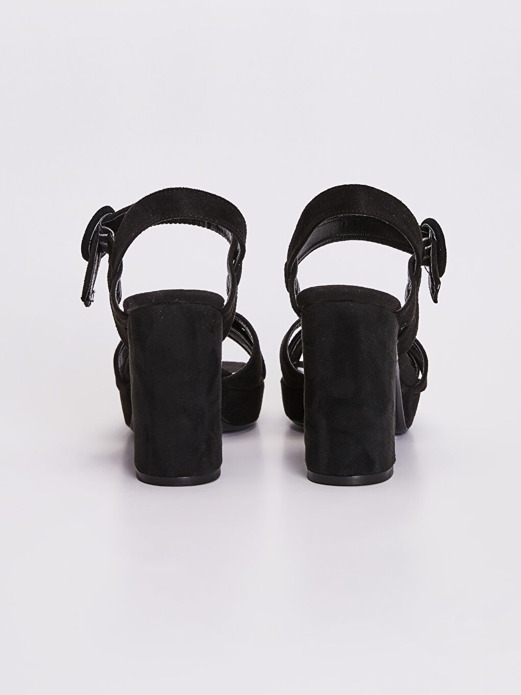 Siyah Kadın Çapraz Bant Süet Sandalet-3