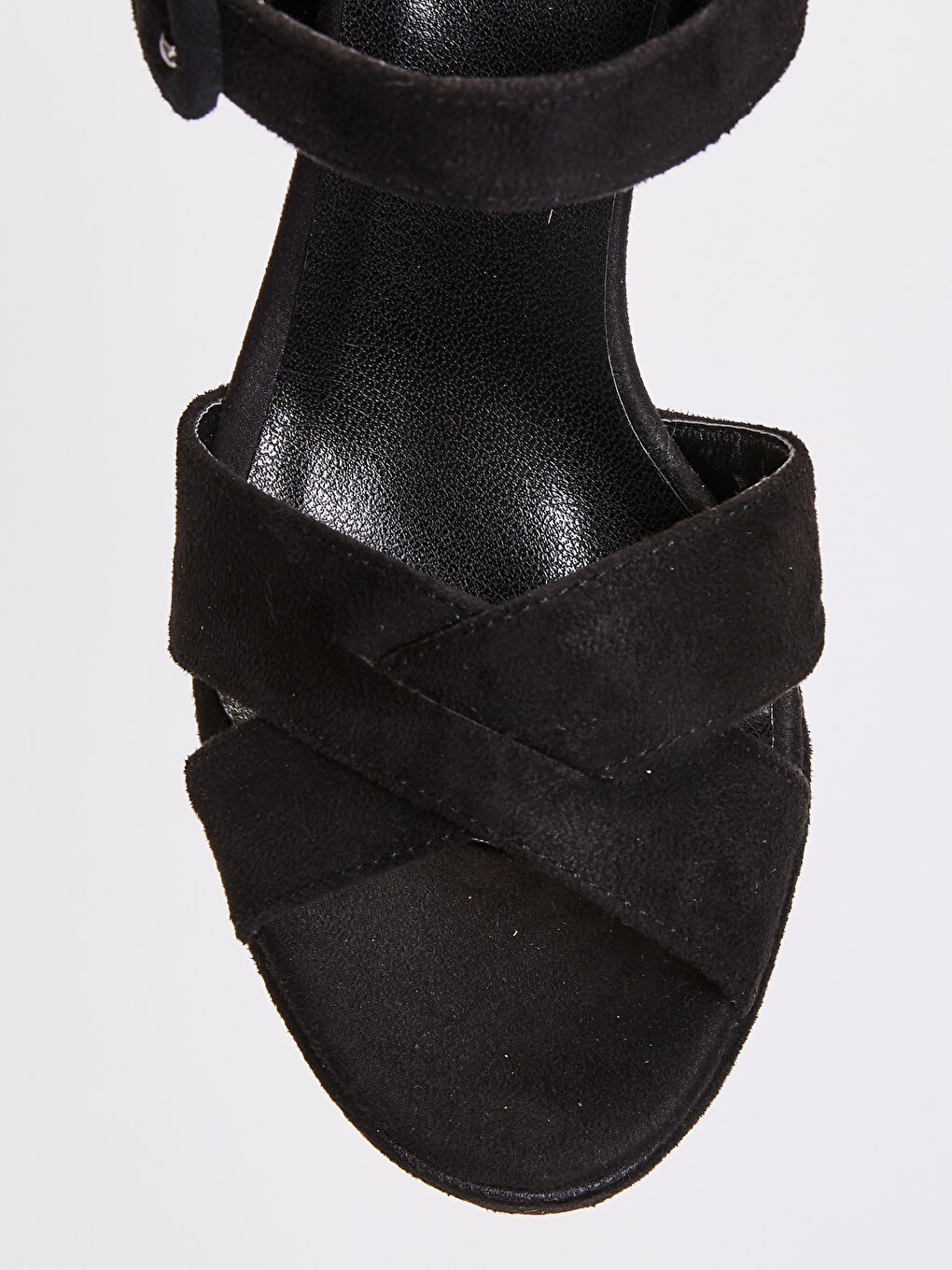 Siyah Kadın Çapraz Bant Süet Sandalet-4