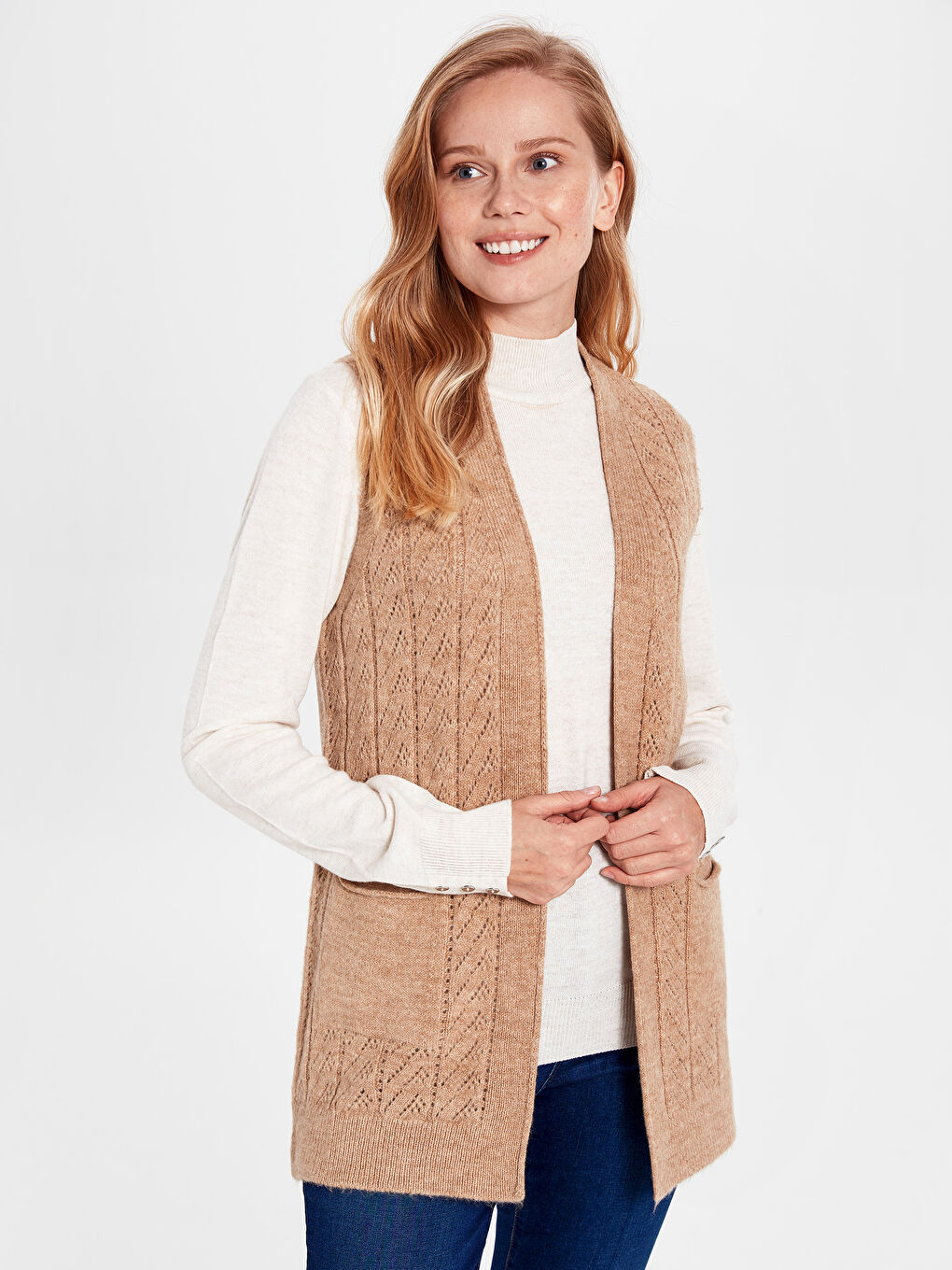 LC Waikiki Woman BEIGE Waistcoat -9WU540Z8-L8R