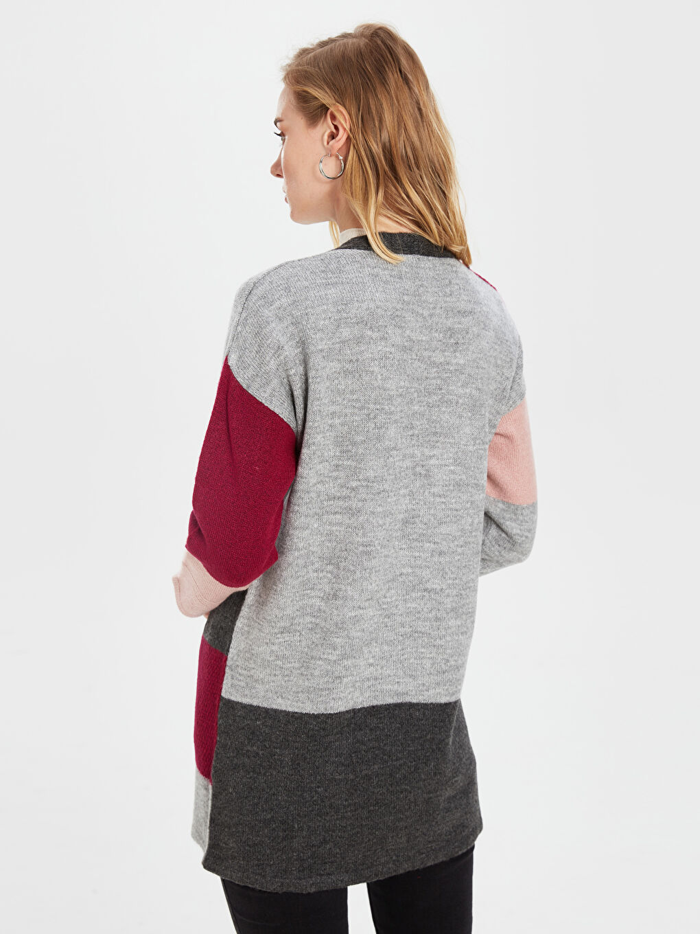 Antrasit Çok Renkli Uzun Kollu Kadın Triko Hırka-4