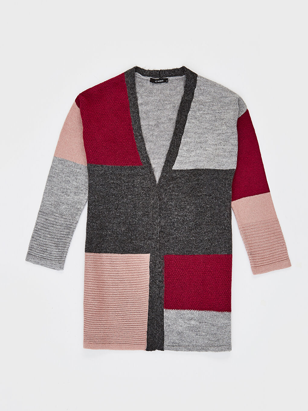 Antrasit Çok Renkli Uzun Kollu Kadın Triko Hırka-1