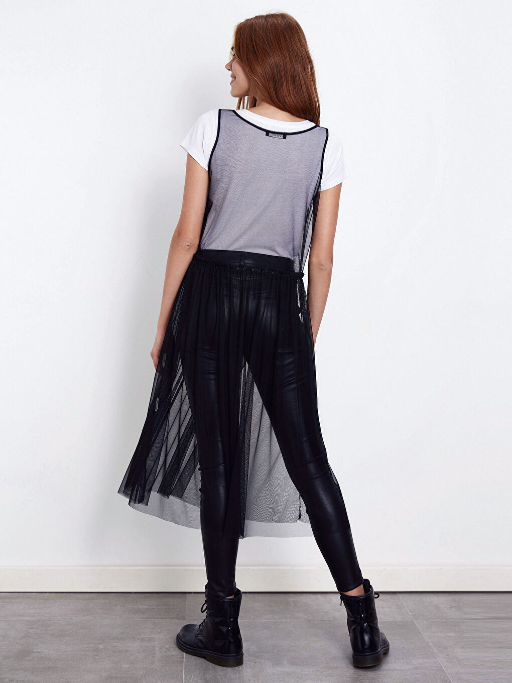 Siyah U Yaka Askılı Kadın Tül Elbise-3