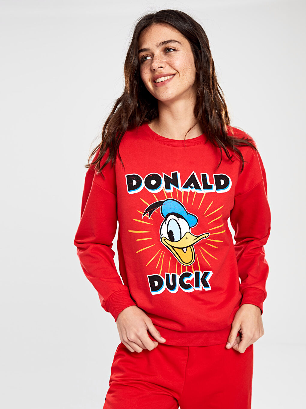 Donald duck принтті ұзын жеңді футболка-1