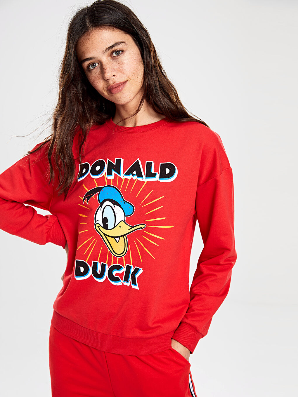 Donald duck принтті ұзын жеңді футболка-2