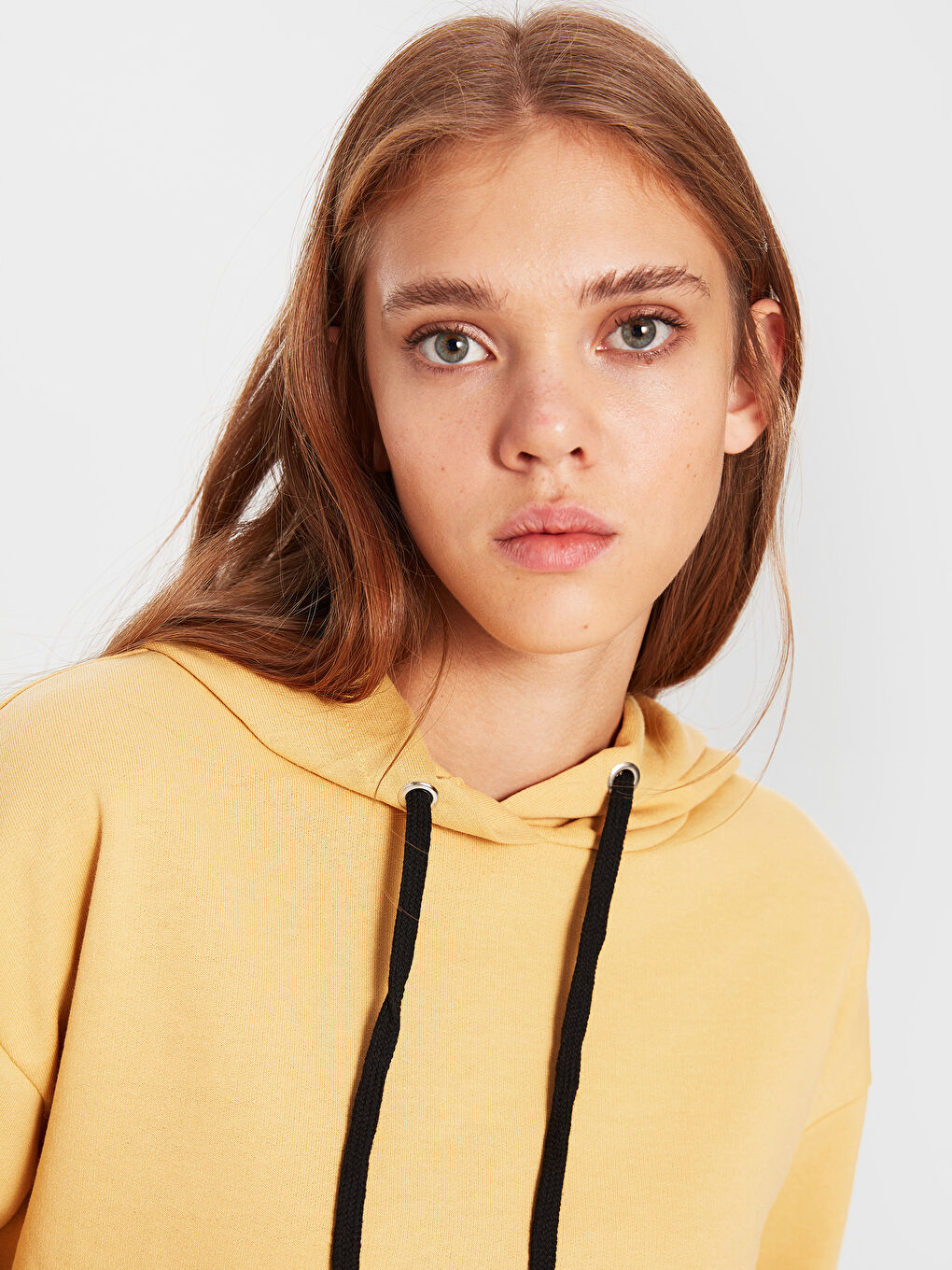 Sarı Kapüşonlu Kadın Spor Hırka-2