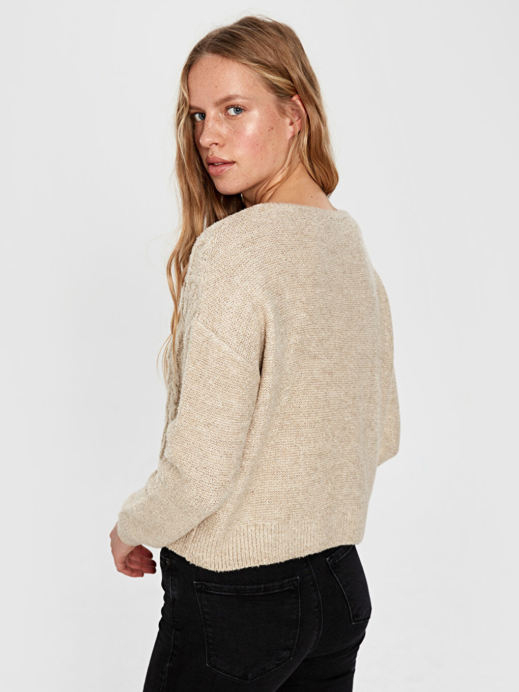 Свитер Женский Свободного Кроя С Длинными Рукавами И Узором-2