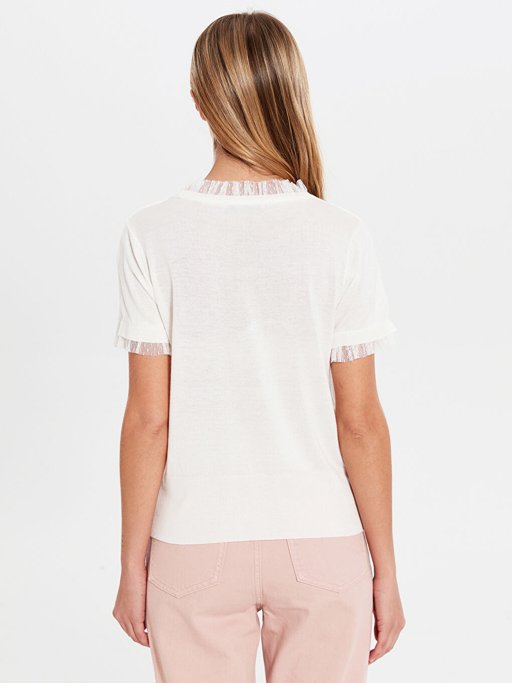 Ekru Bisiklet Yaka Uzun Kollu Kadın Kazak-3