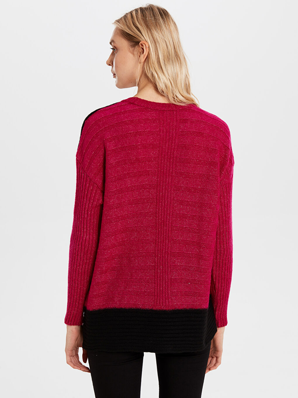 Fuşya Bisiklet Yaka Kadın Kazak-2